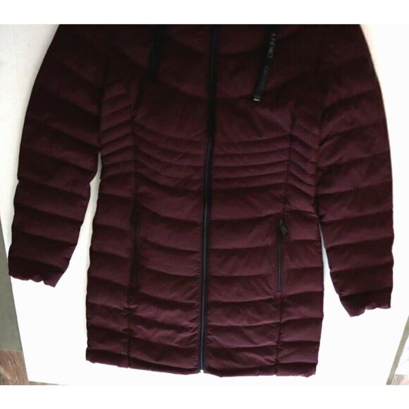 DKNY DL1MPH56 Women Sz S Deep Plum Quilted Water Resistant Hooded Down Coat - Picture 4 of 12